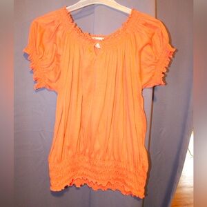 Derek Heart Orange Solid Peasant Top XL Plus